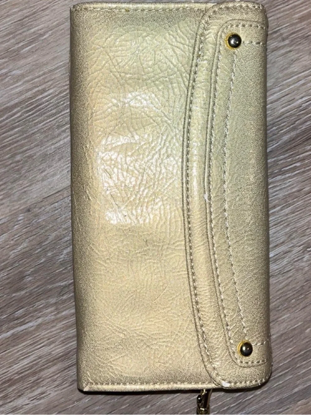 Coach Metallic Gold Leather Turn-Lock Wristlet Wallet